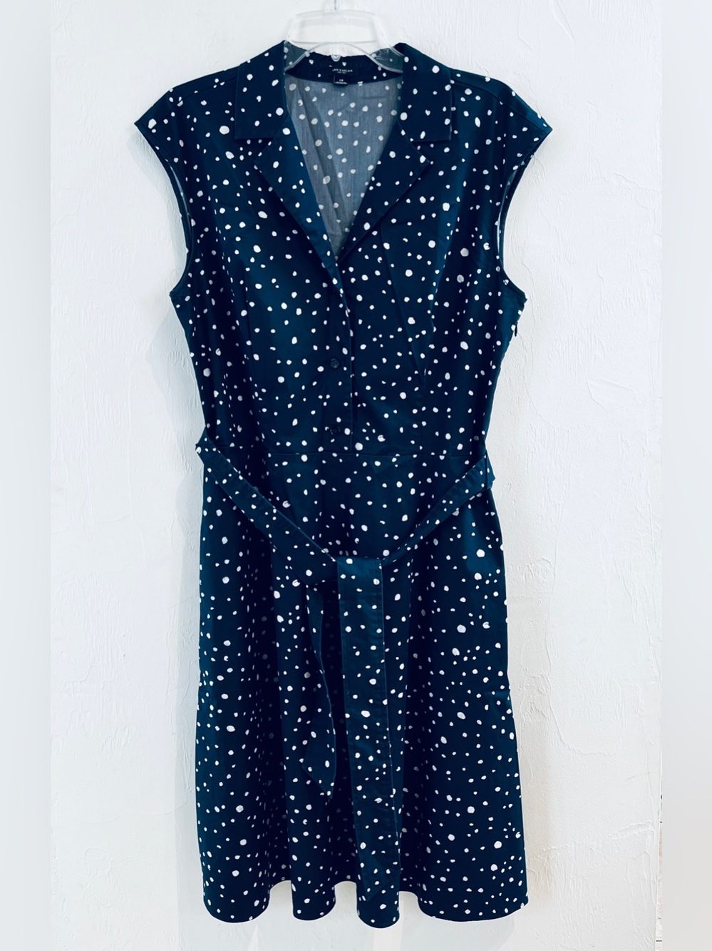 Ann Taylor Navy Polka Dot cap sleeve Midi Shirt Dress